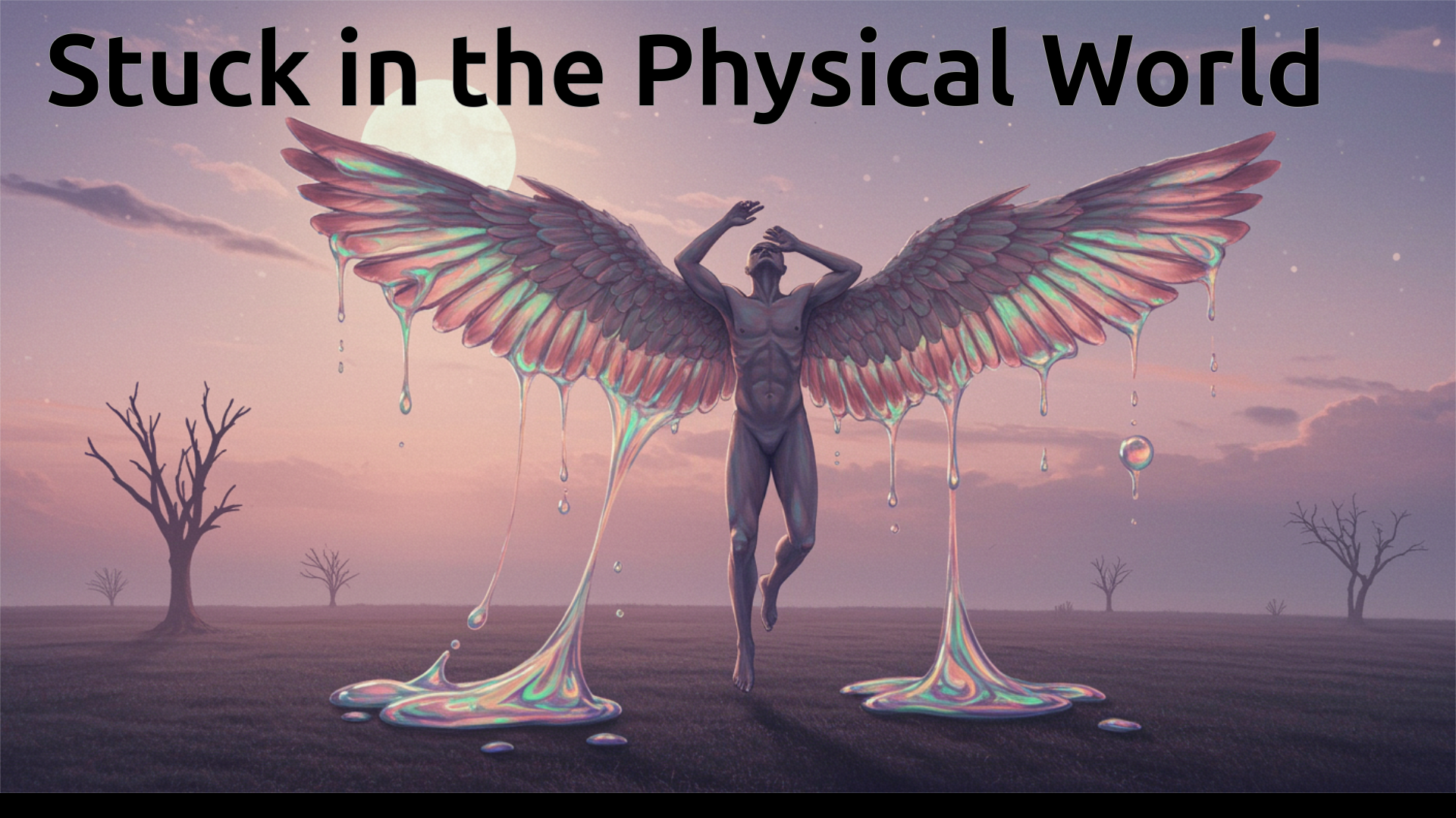 An illustration of a standing man pointing to the right where an unhappy monster is running away.