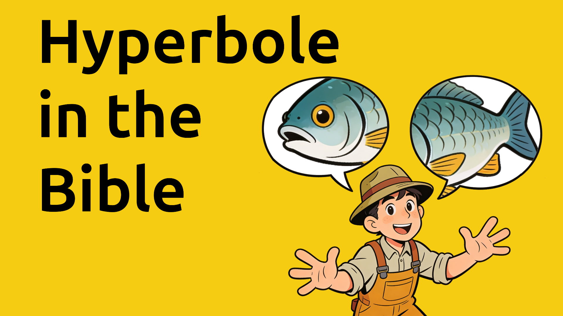 An illustration of a young fishermen describing a giant fish.