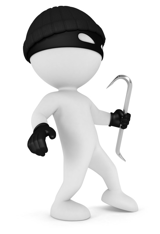 An illustration of a masked man carring a crowbar.