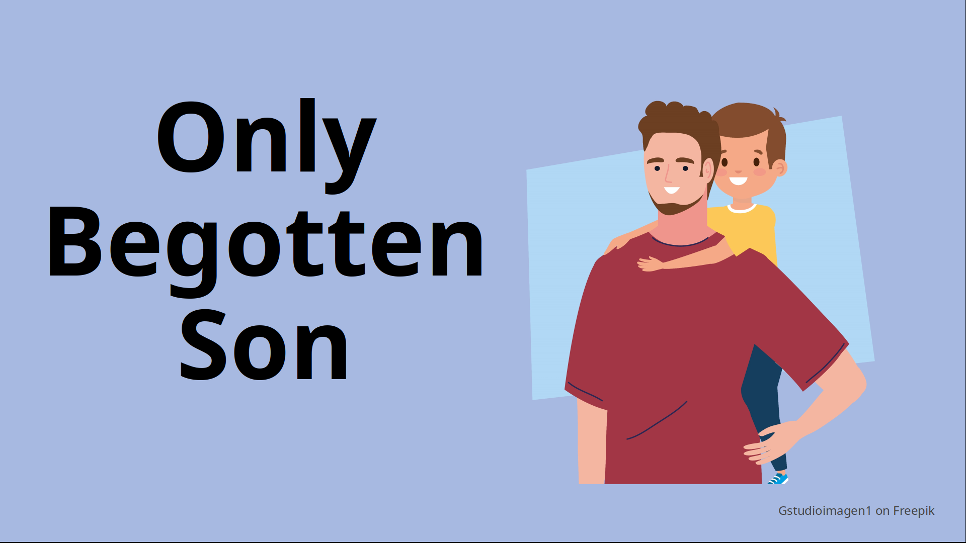 An illustration of father carrying his son on his shoulder.