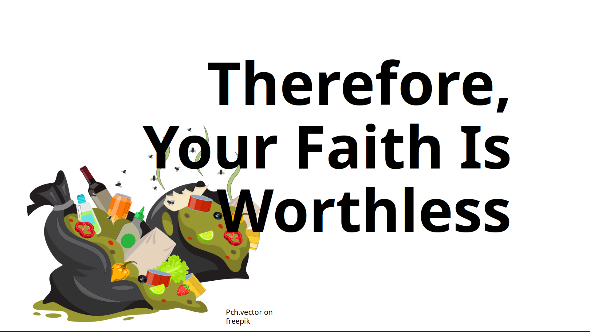 An illustration of two garbage bags whose contents have spilled out.